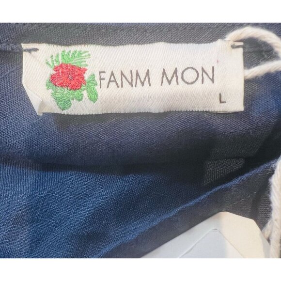 Fanm Mon Flame Size Mini Linen One Sleeve L Ruffle Hem Floral Embroidery Dress - Picture 10 of 11